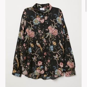 H&M Black Floral Blouse